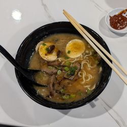 Nori - Beef Ramen with hot chili paste on the side.