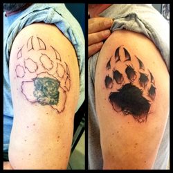 Exotic Skin Shop - Bear paw coverup tattoo by Suzy