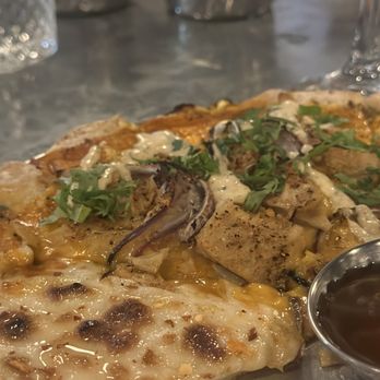 Oleum - Buffalo "chicken" pizza and buffy pizza (half and half) on gluten free crust - Vegan Near Me - Baltimore, Maryland Oleum - Buffalo "chicken" pizza and buffy pizza (half and half) on gluten free crust - Vegan Near Me - Baltimore, Maryland