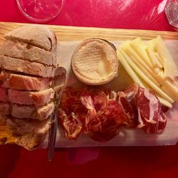 Combination cheese plate and charcuterie with excellent bread