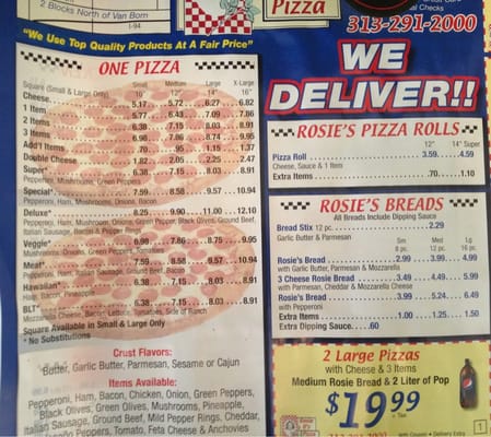 Menu photo 8 Rosie D's Pizza Dearborn Heights, MI