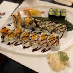 Osaka - Vegetable Tempura Roll, Shrimp Tempura Roll, Avocado Roll, ebi. Delicious and satisfying!