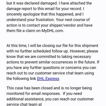 DHL Express - Unbelievable. I'm not able to file a claim as the customer. Why would the sender care to file a claim when they already got paid?? - Couriers & Delivery Services Near Me - Van Nuys, California