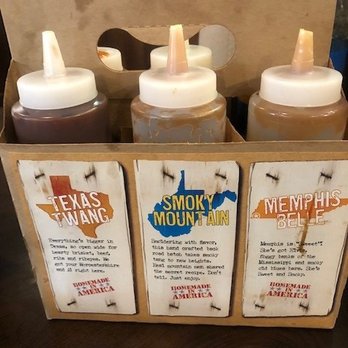 Mission BBQ - The other side of the six sauces on each table. - Barbeque Near Me - North Myrtle Beach, South Carolina Mission BBQ - The other side of the six sauces on each table. - Barbeque Near Me - North Myrtle Beach, South Carolina