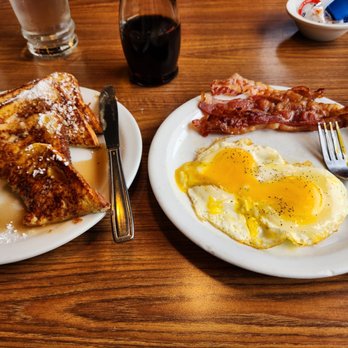 Denny's - French Toast Slam, with all bacon and sunnyside-up eggs. - Diners Near Me - Oceanside, California Denny's - French Toast Slam, with all bacon and sunnyside-up eggs. - Diners Near Me - Oceanside, California
