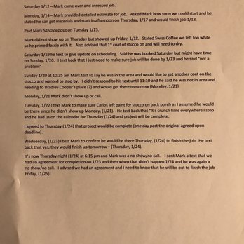 Arcadian Handyman - Timeline of job - Handyman Near Me