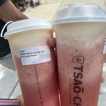 Tsaocaa - Watermelon Green Tea with Crystal Pearl and Milk Foam - Bubble Tea Near Me - Pittsburgh, Pennsylvania