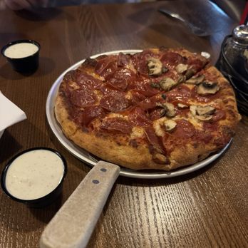 Hideaway Pizza - Small pizza with pepperoni and mushrooms - Pizza Near Me - Tulsa, Oklahoma