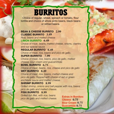 Menu photo 8 Taqueria Extra Fremont, CA