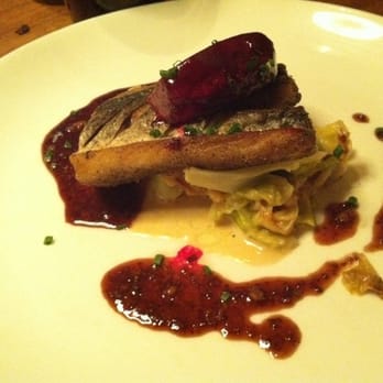 Aquavit - PEPPER-SEARED MACKEREL: porcini creamed cabbage, red wine mustard - Scandinavian Near Me - New York, New York