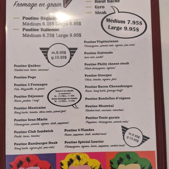 Poutine Laurier - a menu for a restaurant - Breakfast & Brunch Near Me - Montreal, Quebec