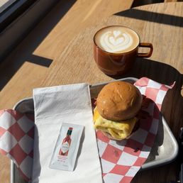 Lavender and elderflower latte Bacon, egg, and cheese Lavender and elderflower latte Bacon, egg, and cheese