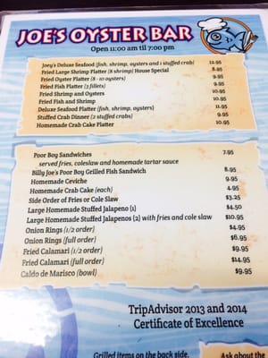 Menu photo 8 Joe's Oyster Bar Port Isabel, TX Menu photo 8 Joe's Oyster Bar Port Isabel, TX