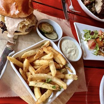 Salty Sow - Wagyu Cheeseburger& fries (no egg) - American Near Me - Austin, Texas