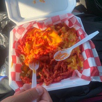 Tacos Los Hermanos - Hot Cheetos with nachos cheese and jalapeños - Mexican Near Me - Grand Island, Nebraska Tacos Los Hermanos - Hot Cheetos with nachos cheese and jalapeños - Mexican Near Me - Grand Island, Nebraska