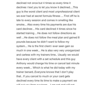 Secret Formula Fitness - THESE GUYS ARE A MESS!!! CLIENT CONFIDENTIALITY?? - Gyms Near Me - Hillside, New Jersey Secret Formula Fitness - THESE GUYS ARE A MESS!!! CLIENT CONFIDENTIALITY?? - Gyms Near Me - Hillside, New Jersey