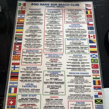 No Name Bar - Food menu - Beach Bars Near Me - San Miguel, ROO No Name Bar - Food menu - Beach Bars Near Me - San Miguel, ROO