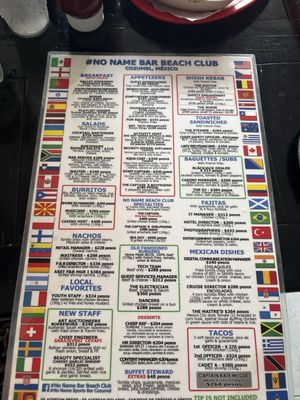 Menu photo 1 No Name Bar San Miguel, ROO Menu photo 1 No Name Bar San Miguel, ROO