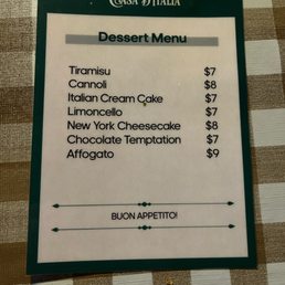 Dessert menu Dessert menu