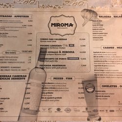Miroma Restaurante - Menu - used as placemats on tables