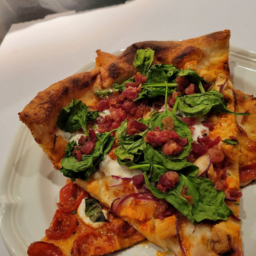 Mad Pie - Kick up the buffalo chicken pizza with spinach and bacon @ home - Pizza Near Me - Honolulu, Hawaii