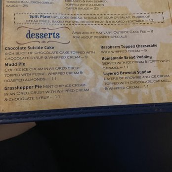 Loading Chute - Dessert menu (on the bottom) - American Near Me - Creston, California