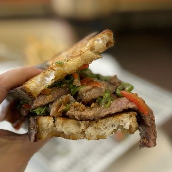 Rise & Set - Cross-section: Crying Tiger Steak Sandwich - Breakfast & Brunch Near Me - San Francisco, California Rise & Set - Cross-section: Crying Tiger Steak Sandwich - Breakfast & Brunch Near Me - San Francisco, California