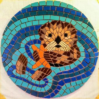 Passiflora Mosaics - Pier Ave. & Shell Beach Rd., Shell Beach, CA. Sea otter sidewalk mosaic by Passiflora Mosaics. - Art Galleries Near Me - Grover Beach, California