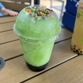 Boba Cafe - Apple slushi with boba and topped with nerds candy  (I didn't like this one) - Bubble Tea Near Me - Ewa Beach, Hawaii