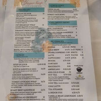 Ginger Snap Patisserie - Breakfast, lunch, kids and beverage menu June 2026 - Patisserie/Cake Shop Near Me - Orchard Park, New York Ginger Snap Patisserie - Breakfast, lunch, kids and beverage menu June 2026 - Patisserie/Cake Shop Near Me - Orchard Park, New York