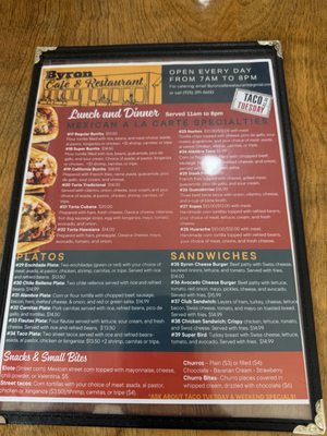 Menu photo 2 Byron Cafe & Restaurant Byron, CA Menu photo 2 Byron Cafe & Restaurant Byron, CA