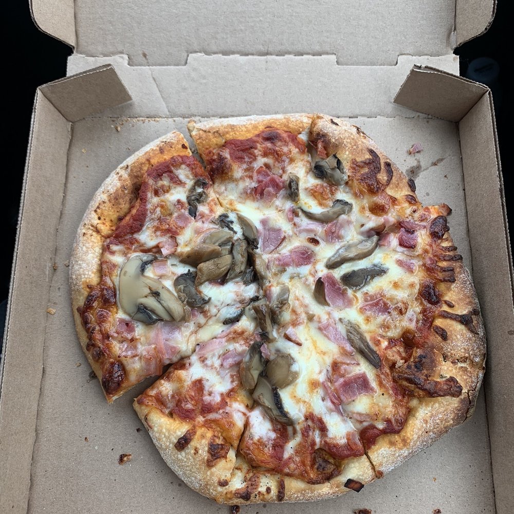 Main Street Pizza - Small pizza with ham and mushroom! - Italian Near Me - Marquette, Michigan