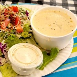 Ivy's Bridge to Better Health - Clam chowder and salad