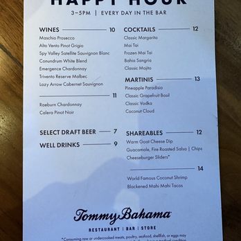 Tommy Bahama - Happy Hour Menu - New American Near Me - Kamuela, Hawaii Tommy Bahama - Happy Hour Menu - New American Near Me - Kamuela, Hawaii