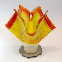 Keller Art Glass - Fused glass frit vase  - Creating an edge -  8" tall