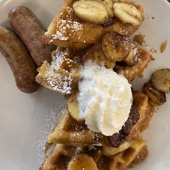 Chautauqua Dining Hall - Churro Waffle with Breakfast Sausage - American Near Me - Boulder, Colorado Chautauqua Dining Hall - Churro Waffle with Breakfast Sausage - American Near Me - Boulder, Colorado