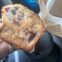 Toasted blueberry muffin, hazelnut coffee