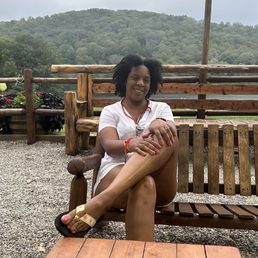 Me on the patio like area outside of the dining tent.