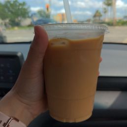 Med iced coffe with milk. Med iced coffe with milk.