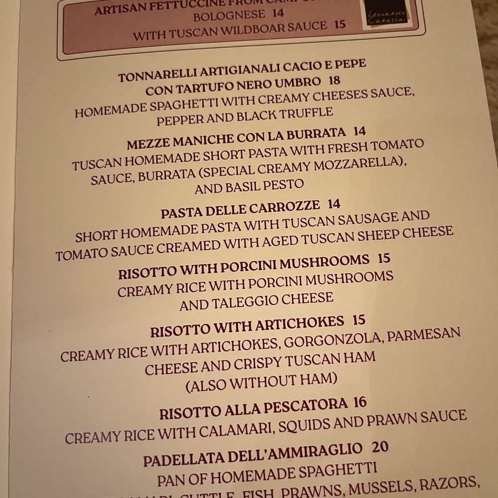 Le Antiche Carrozze - Menu from November 2024 - Pizza Near Me - Florence, FI