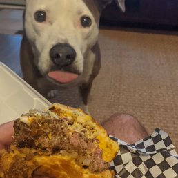 Double Smash Burger and Sweet Potato Tots
