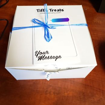 Tiff's Treats - a white box tied with blue ribbon - Desserts Near Me - Austin, Texas Tiff's Treats - a white box tied with blue ribbon - Desserts Near Me - Austin, Texas