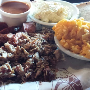 Dreamland BBQ - Chopped pork and sausage platter with potato salad and mac and cheese. - Barbeque Near Me - Roswell, Georgia Dreamland BBQ - Chopped pork and sausage platter with potato salad and mac and cheese. - Barbeque Near Me - Roswell, Georgia