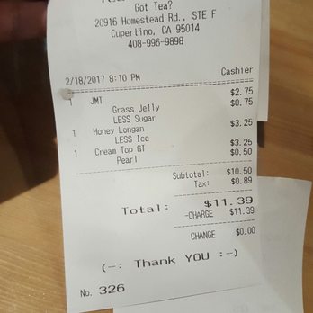 Tea Era - Receipt. Thanks Aileen C. for treating :) - Coffee & Tea Near Me - Cupertino, California Tea Era - Receipt. Thanks Aileen C. for treating :) - Coffee & Tea Near Me - Cupertino, California