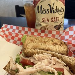 Turkey Sandwich. Combo comes with drink (ice tea) and chips or deli side. Fresh!