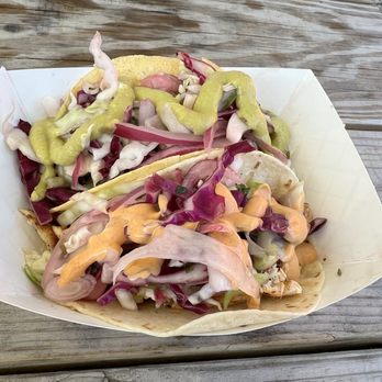 Wild Tacos - Top is Caribou (beef) taco. Bottom is Halibut (fish) taco. - Mexican Near Me - Hoonah, Alaska Wild Tacos - Top is Caribou (beef) taco. Bottom is Halibut (fish) taco. - Mexican Near Me - Hoonah, Alaska