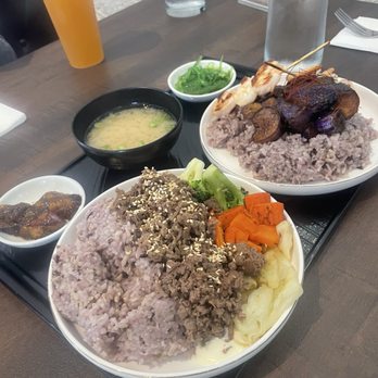 The Second Wind - Beef bulgogi and eggplant with shrimp skewers......... - Asian Fusion Near Me - El Segundo, California