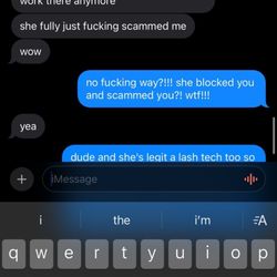 B Vanity Brow & Lash Studio - My texts with my partner