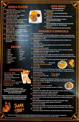 Menu photo 5 Monarca Mexican Resturant Marion, MS