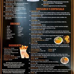 Monarca Mexican Resturant - Menu